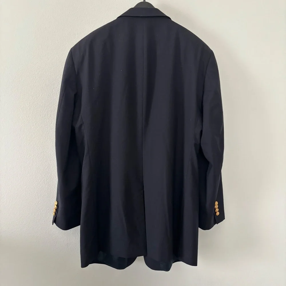 JoS A. Banks Mens 46L‎ Navy Wool Blazer Sport Jacket Gold Buttons Classic Fit